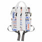 Personalized Diaper Backpack, Custom Logo White Blue Diaper Bag Baby Nappy Bag Fashion Shoulder Bag Casual Daypack Bag For Men W