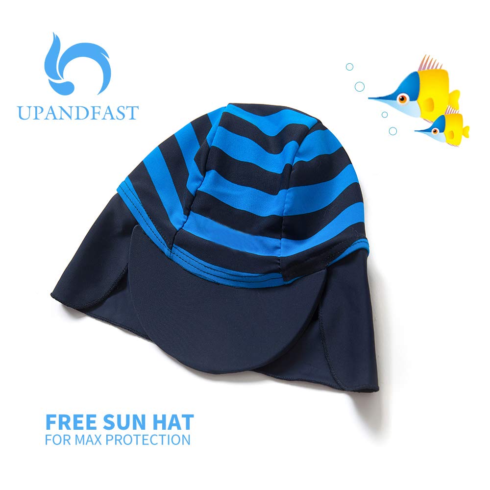 Upandfast Baby Boy 3/4 Sleeve Rashguard Baby Beach One-Piece Swimsuit (Navy, 6-9 Months)