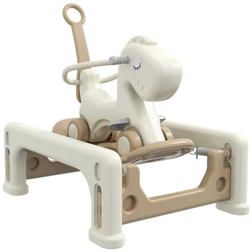 Qaba 5 in 1 Rocking Horse for Toddlers Years 1-6, Kids Spring Ride on Horse Balance Bike with Detachable Balance Board, Push Han