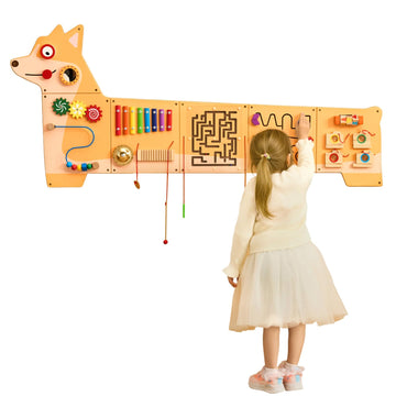 VEVOR Dog Activity Busy Board Wall, 12 Wall Activities Board, Montessori Sensory Wall Panel for Kids 3-12 Years, Sensory Wall Ac