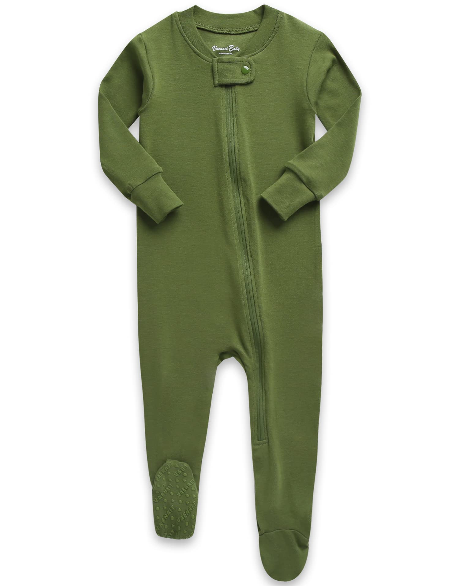 VAENAIT BABY Toddler Boys Girls Solid FOtie Pajama Cozy Modal Olive 18M
