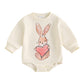 Baby Girl Valentines Day Outfit Love Sweatshirt Romper Long Sleeve Bubble Onesie My First Valentines Day Baby Girl Outfit (V-Bei