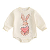 Baby Girl Valentines Day Outfit Love Sweatshirt Romper Long Sleeve Bubble Onesie My First Valentines Day Baby Girl Outfit (V-Bei