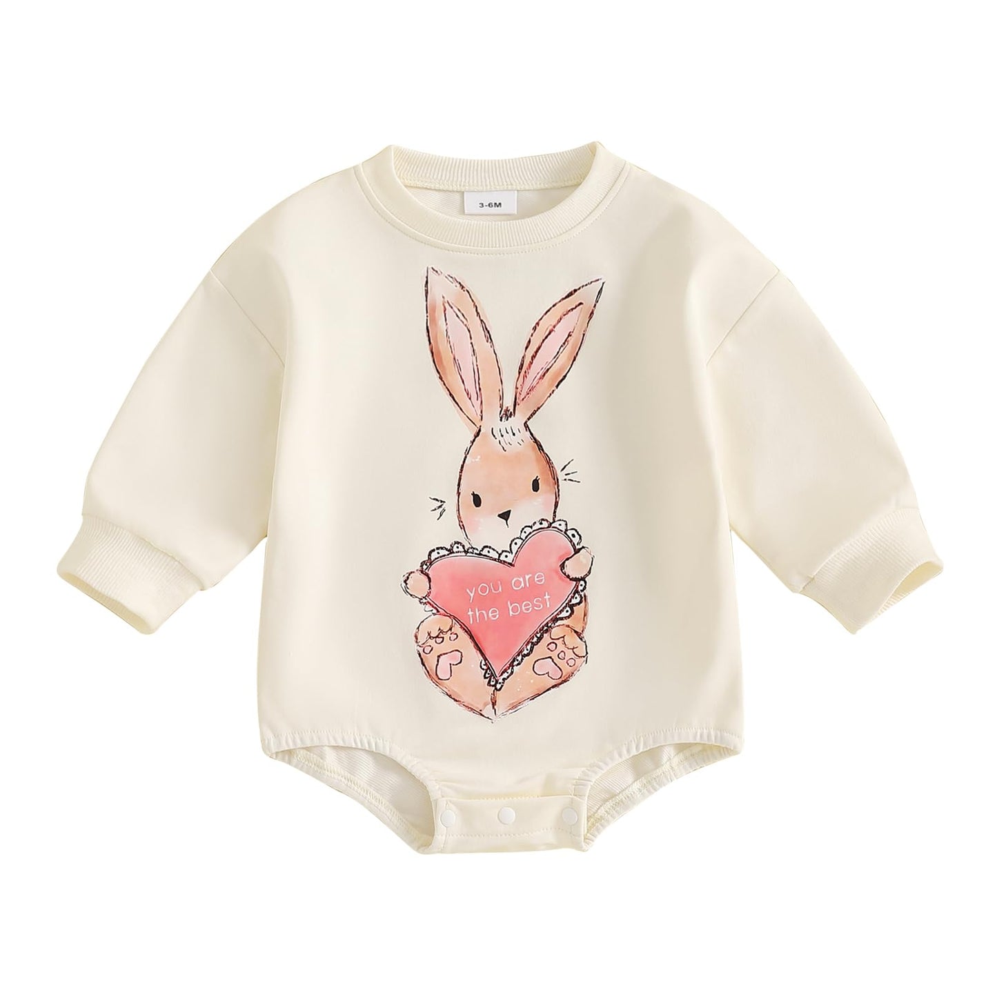 Baby Girl Valentines Day Outfit Love Sweatshirt Romper Long Sleeve Bubble Onesie My First Valentines Day Baby Girl Outfit (V-Bei