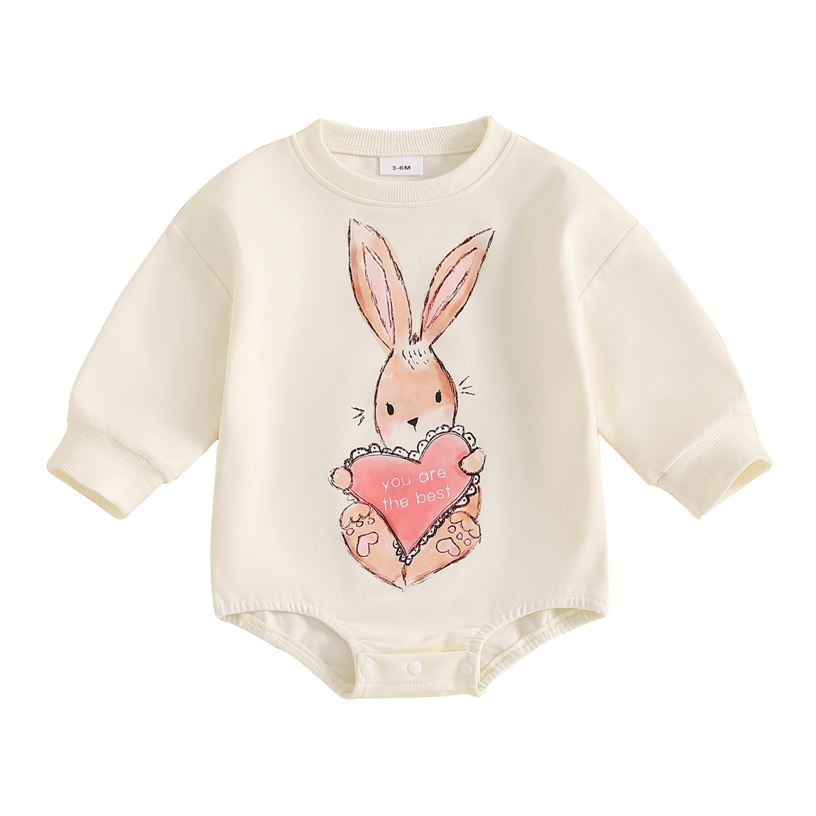 Baby Girl Valentines Day Outfit Love Sweatshirt Romper Long Sleeve Bubble Onesie My First Valentines Day Baby Girl Outfit (V-Bei
