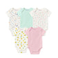 MomS Home Soft Organic Cotton Unisex New Born Baby Onesie/Bodysuit | 03 Months | Pack Of 5