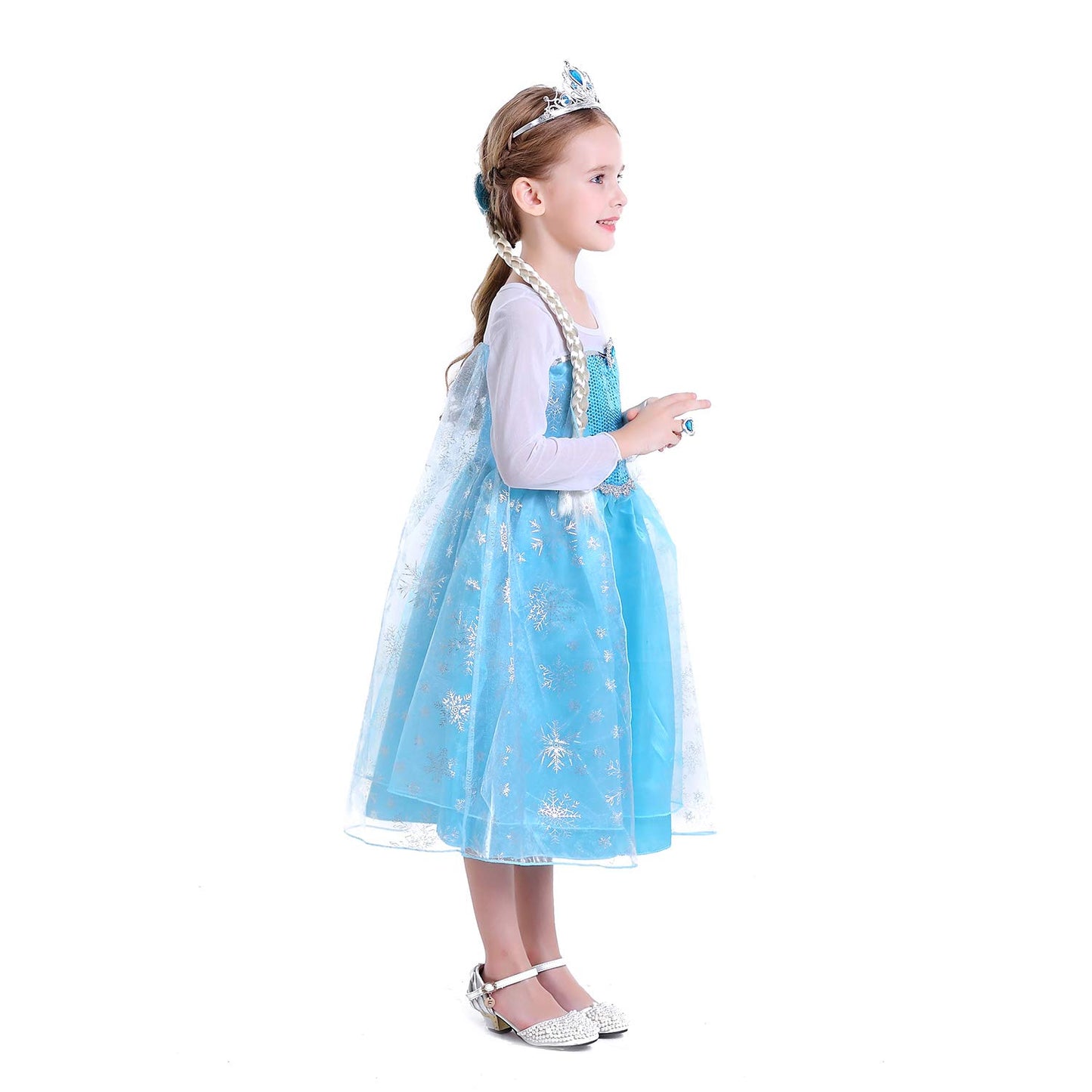 Itvti Little Girls Princess Costume Blue Cosplay Dress Up For Halloween Party With Accessories, Blue, 2-3 Years (Label 100)