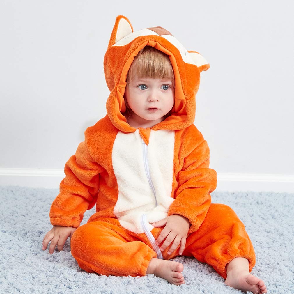 Qzerplay Unisex Kids Baby Fox Halloween Costumes Cartoon Outfit One Piece Homewear 70