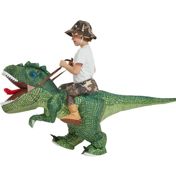 One Casa Inflatable Dinosaur Costume Riding T Rex Air Blow Up Funny Party Halloween Costume For Kids (4-6 Yrs)