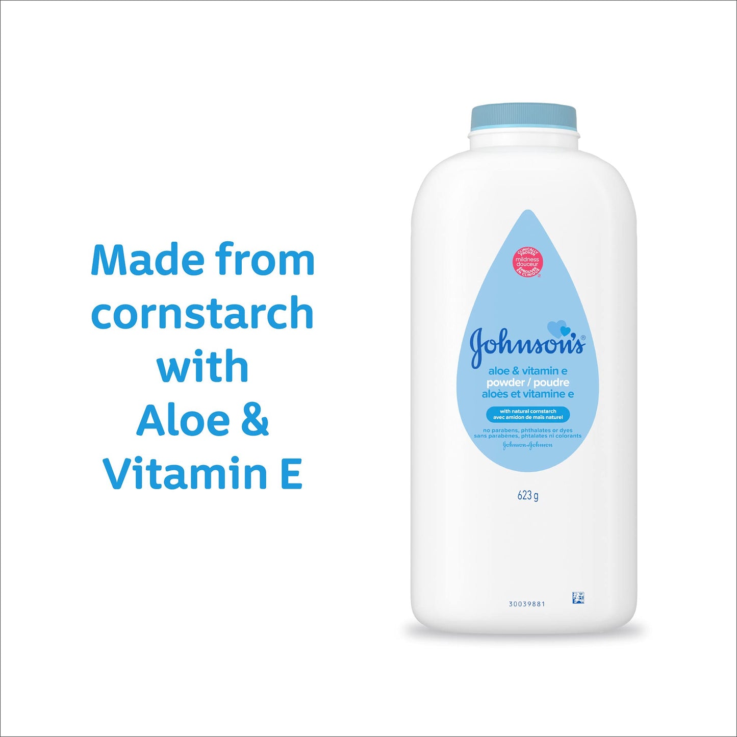 Johnson'S Baby Powder, Naturally Derived Cornstarch With Aloe & Vitamin E For Delicate Skin, Hypoallergenic And Free Of Parabens