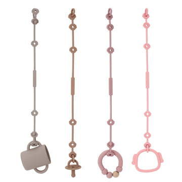 4pcs Toy Safety Straps, Socub Silicone Adjustable Baby Pacifier Teether Straps, Toddler Toy Bottle Harness Straps for Strollers,