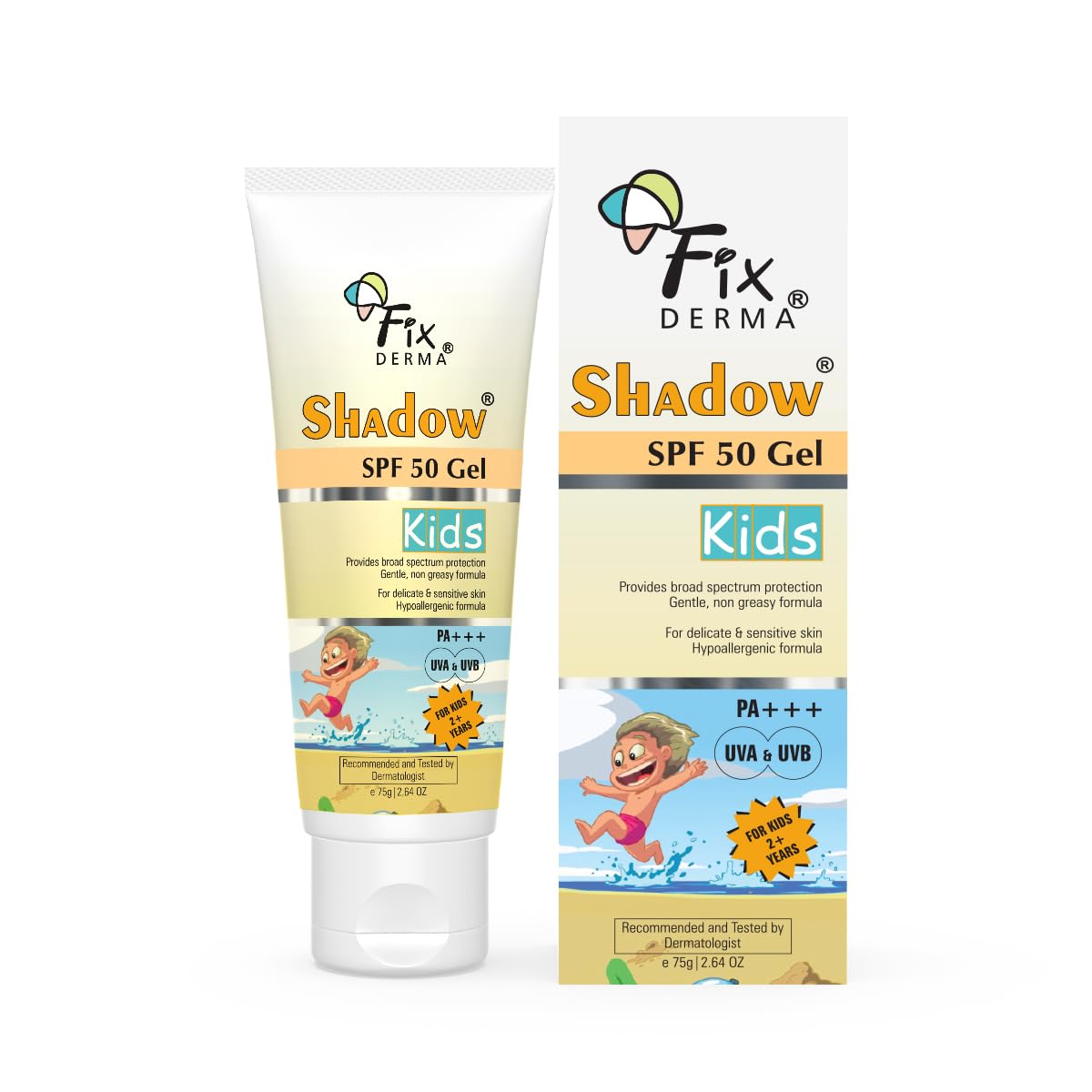 Fixderma Shadow Sunscreen Spf 50+ Gel For Kids Pa+++ | Broad Spectrum Sunscreen For Uva & Uvb Protection, NonGreasy & Water Res