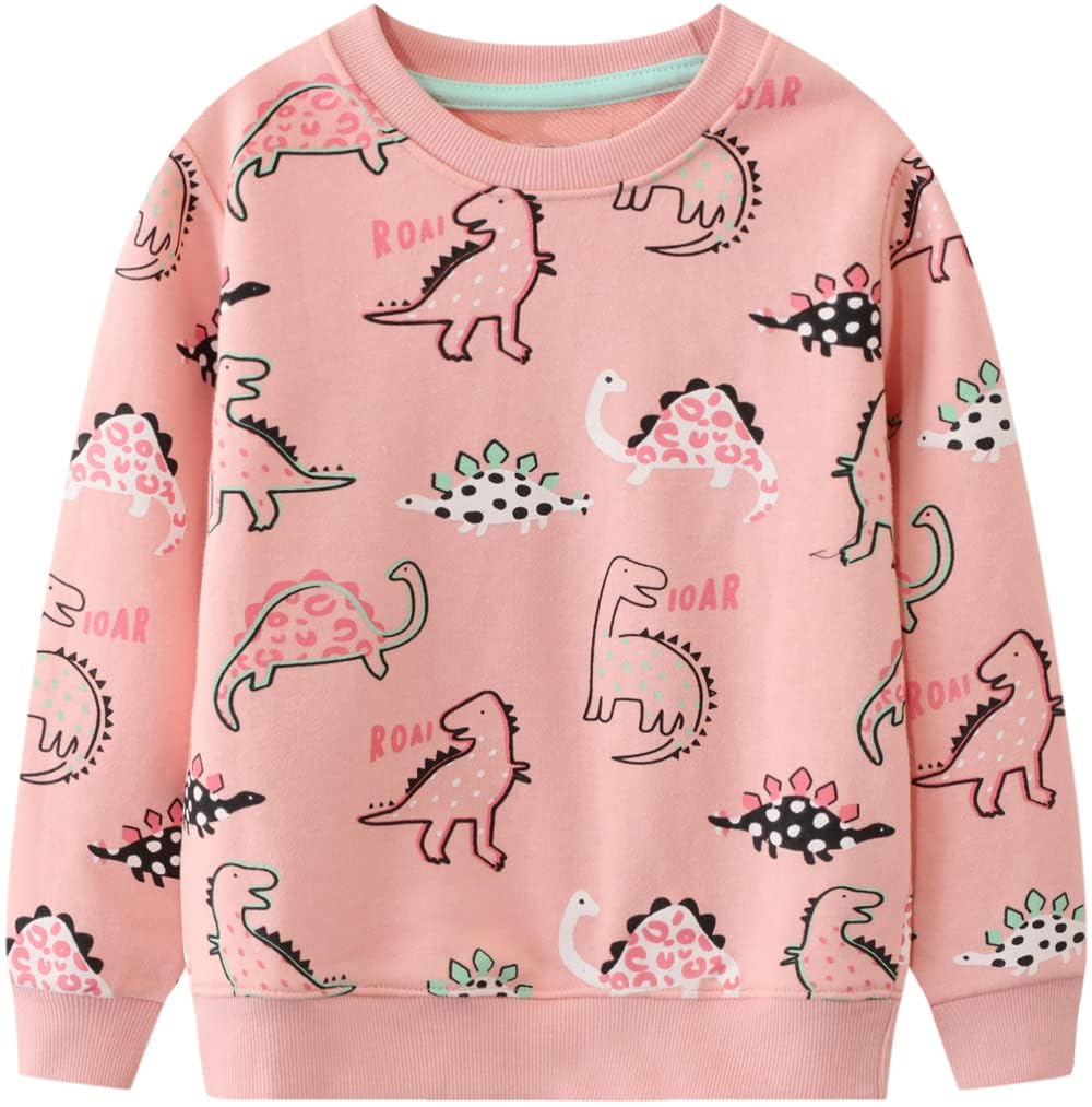 Dinosaur Sweatshirts For Girls Toddler Girl Dinosaur Long Sleeve Pullover Top Shirts Baby Girls Winter Clothes Crewneck Dino Swe