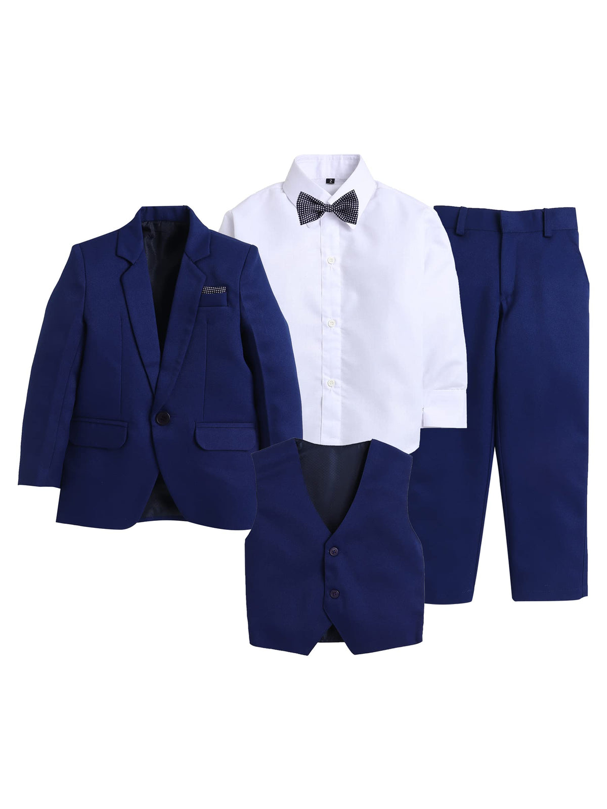 Jeetethnics Boys Navy Blue Coat Suit Set With Waistcoat Shirt And Trousers (9084Bh)