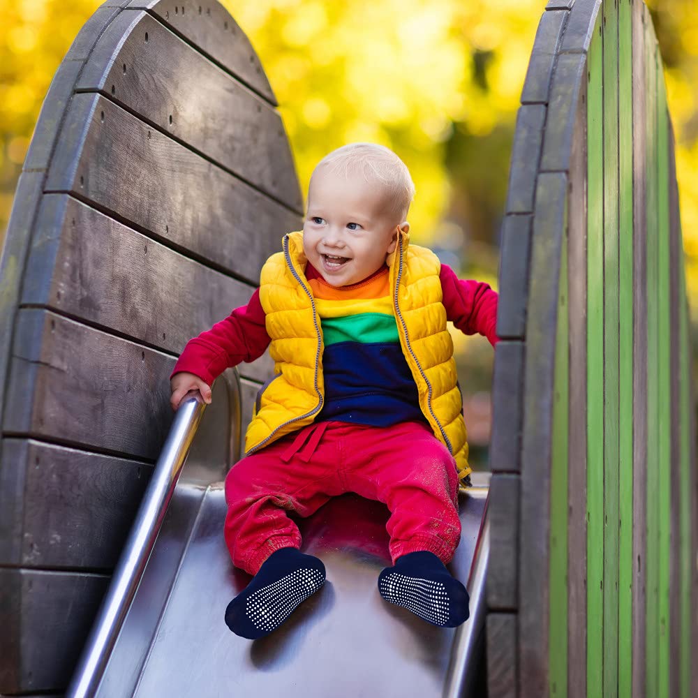 Tphon Non Slip Toddler Socks 12 Pairs Infant Baby Kids Grip Socks For Boy Girls Anti Skid Ankle Socks For 1-3 Year Children