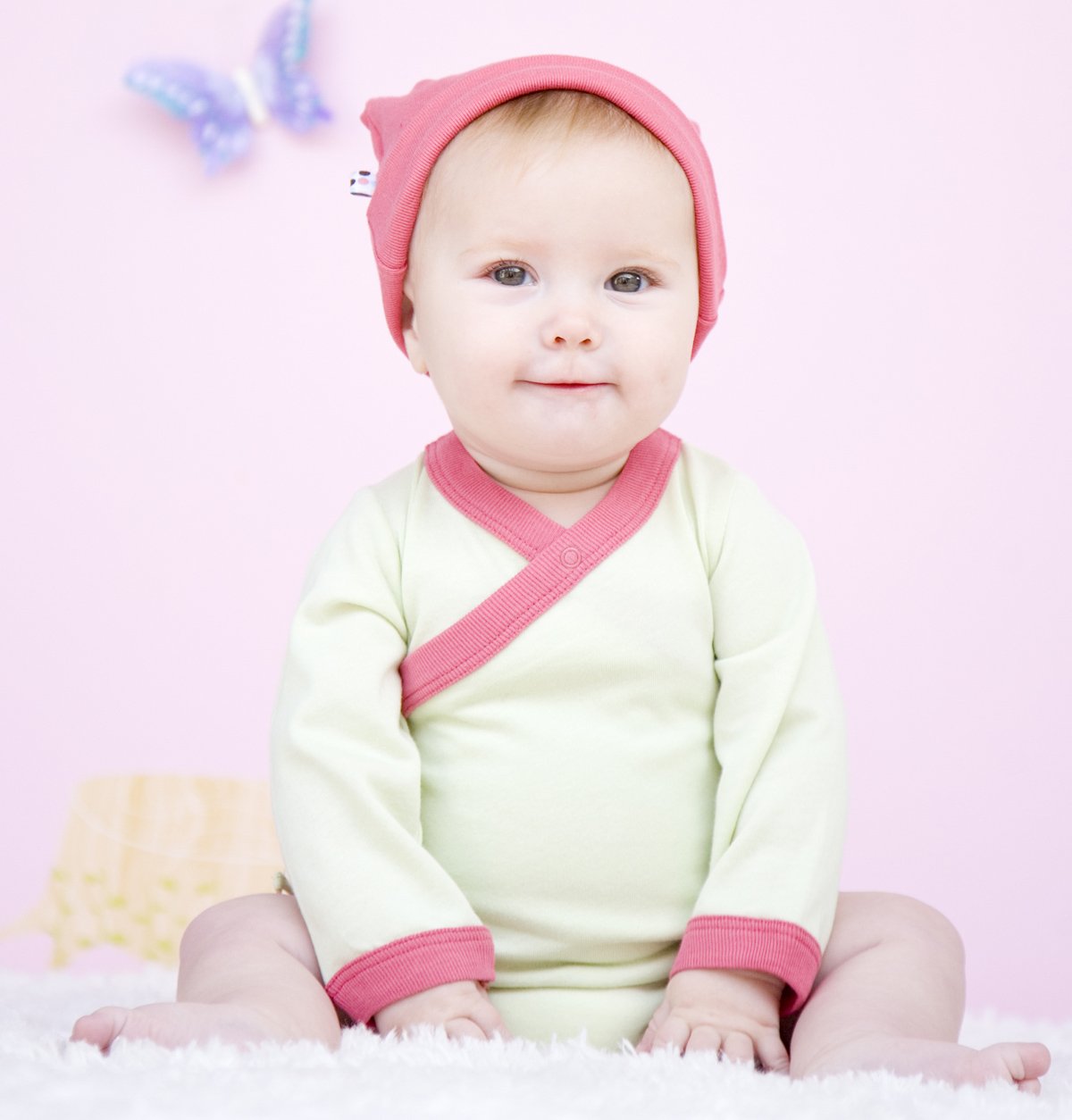 Babysoy Baby Girls' Kimono Bodysuit - Tea - 0-3 Months