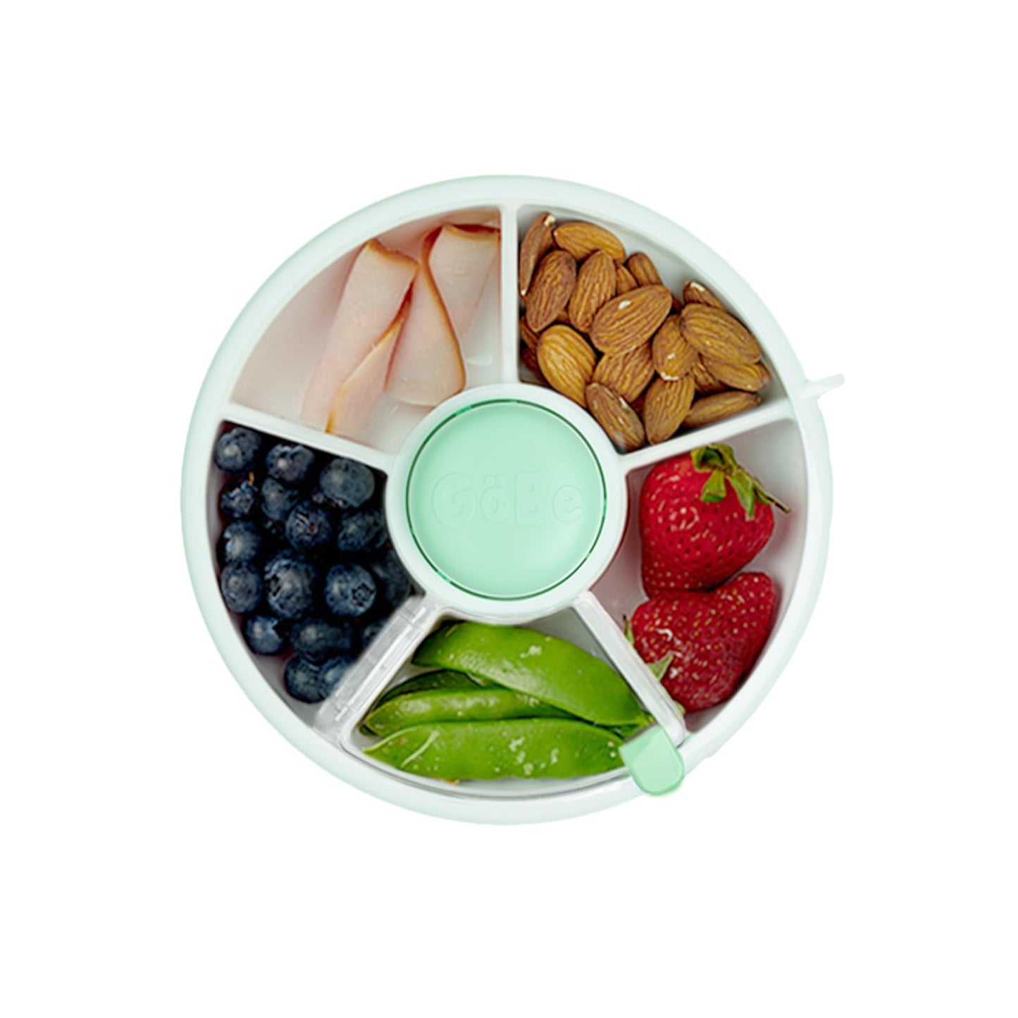 GoBe Kids Original Snack Spinner Bundle with Hand Strap and Sticker Sheet - Reusable Snack Container with 5 Compartment Dispense