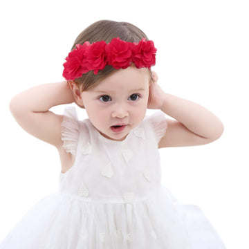 Flower Crown Baby Headbands For Girls Red Hair Bow Birthday Hair Accessories