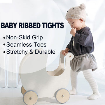 Epeius Baby Tights Baby Girls Non-Slip Ribbed Leggings Infants Girl Seamless Cotton Stockings Pantyhose Footed Tights 3 Pairs Pa