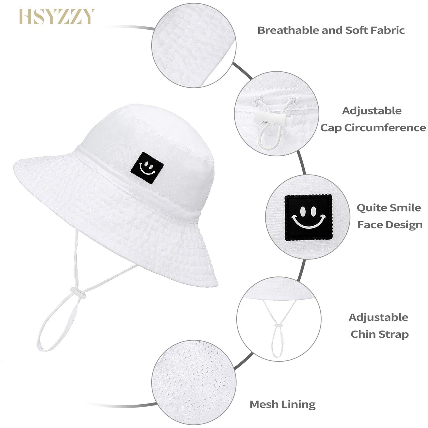 Baby Sun Hat Toddler Summer Upf 50+ Sun Protection Baby Boy Beach Hats Adjustable Baby Girl Wide Brim Kid Bucket Cap Gray+White