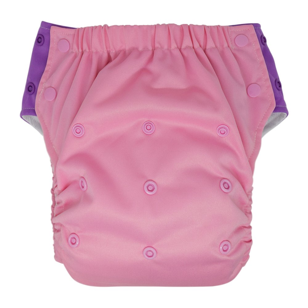 Hybrid Cloth Diaper - Reusable Training Pants, Swim Diaper, Special Needs Briefs, Fits From Baby Up To 10 Years (Size 2, Pink/Pu