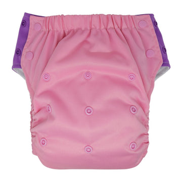 Hybrid Cloth Diaper - Reusable Training Pants, Swim Diaper, Special Needs Briefs, Fits From Baby Up To 10 Years (Size 2, Pink/Pu