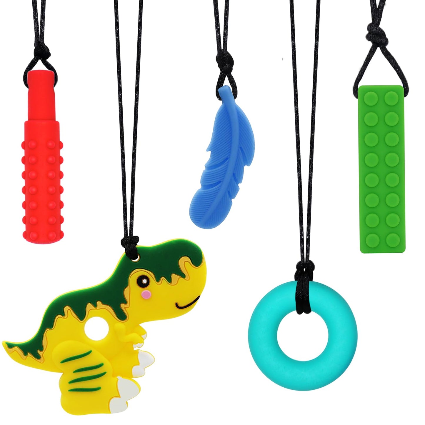 Chew Necklaces for Sensory Kids, Chewy Necklace Sensory Boys Girls with Autism, ADHD, SPD, Chewing, Teething, Silicone Chew Toys