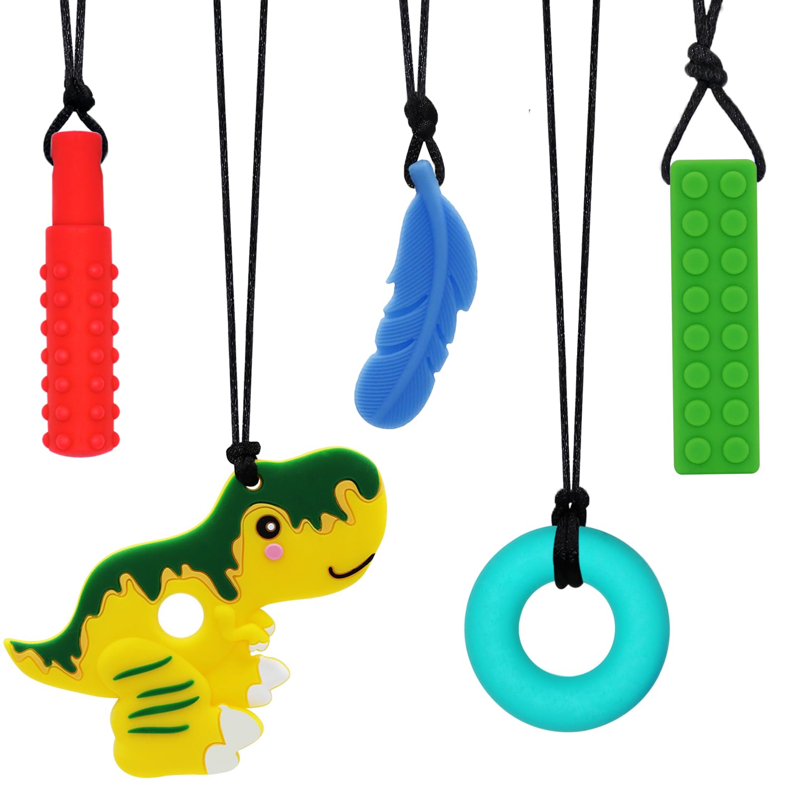 Chew Necklaces for Sensory Kids, Chewy Necklace Sensory Boys Girls with Autism, ADHD, SPD, Chewing, Teething, Silicone Chew Toys