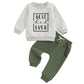 Kupretty Toddler Baby Boy Clothes Valentines Day Outfit Graphic Long Sleeve Crewneck Sweatshirt + Joggers Pants Sets (Dad Gray,