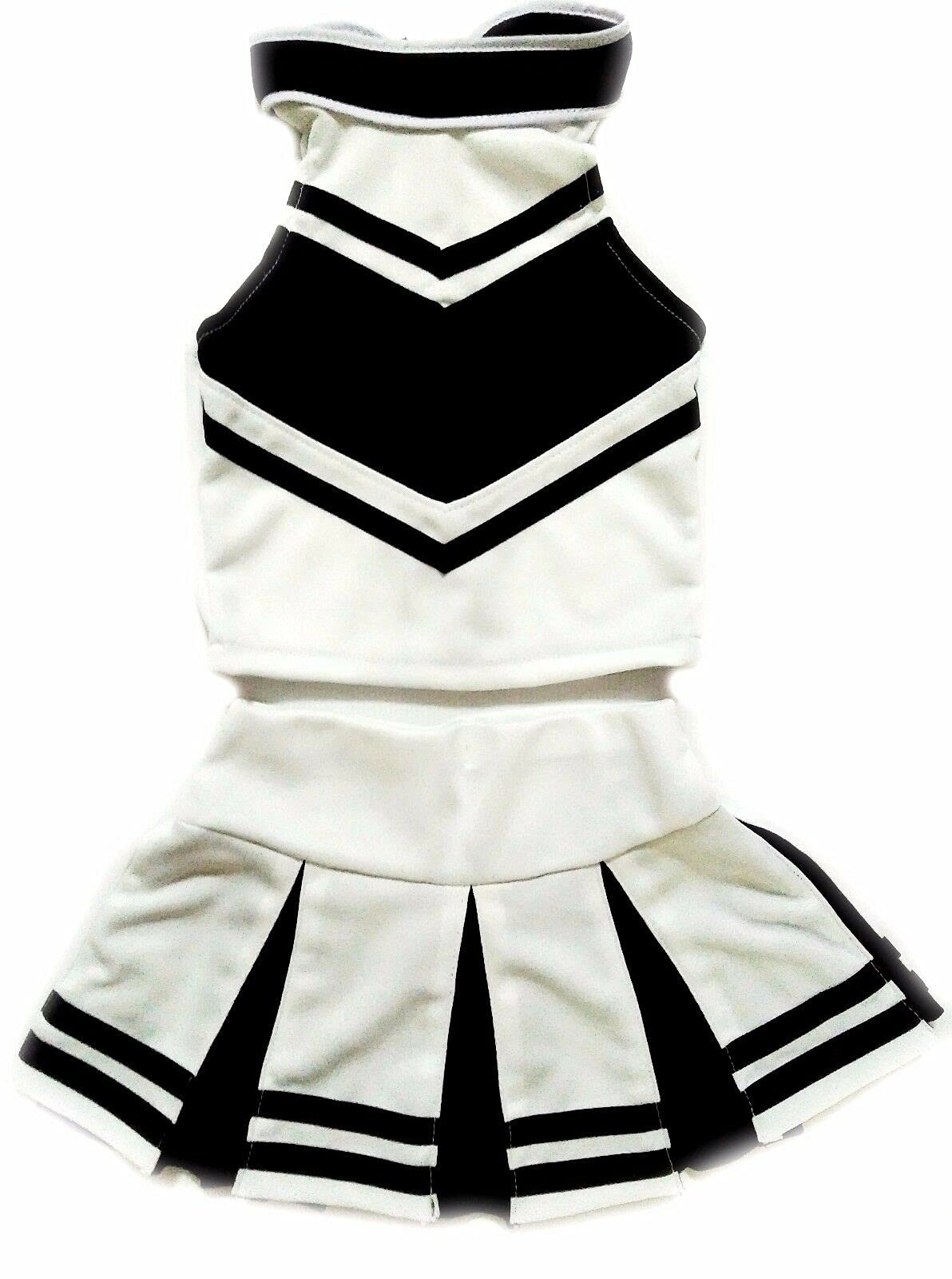 Total 2550 Little Girls' Cheerleader Cheerleading Outfit Uniform Costume Cosplay Halloween White/Black (L / 8-10) L / 8-10 Years