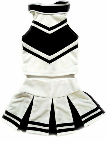 Total 2550 Little Girls' Cheerleader Cheerleading Outfit Uniform Costume Cosplay Halloween White/Black (L / 8-10) L / 8-10 Years