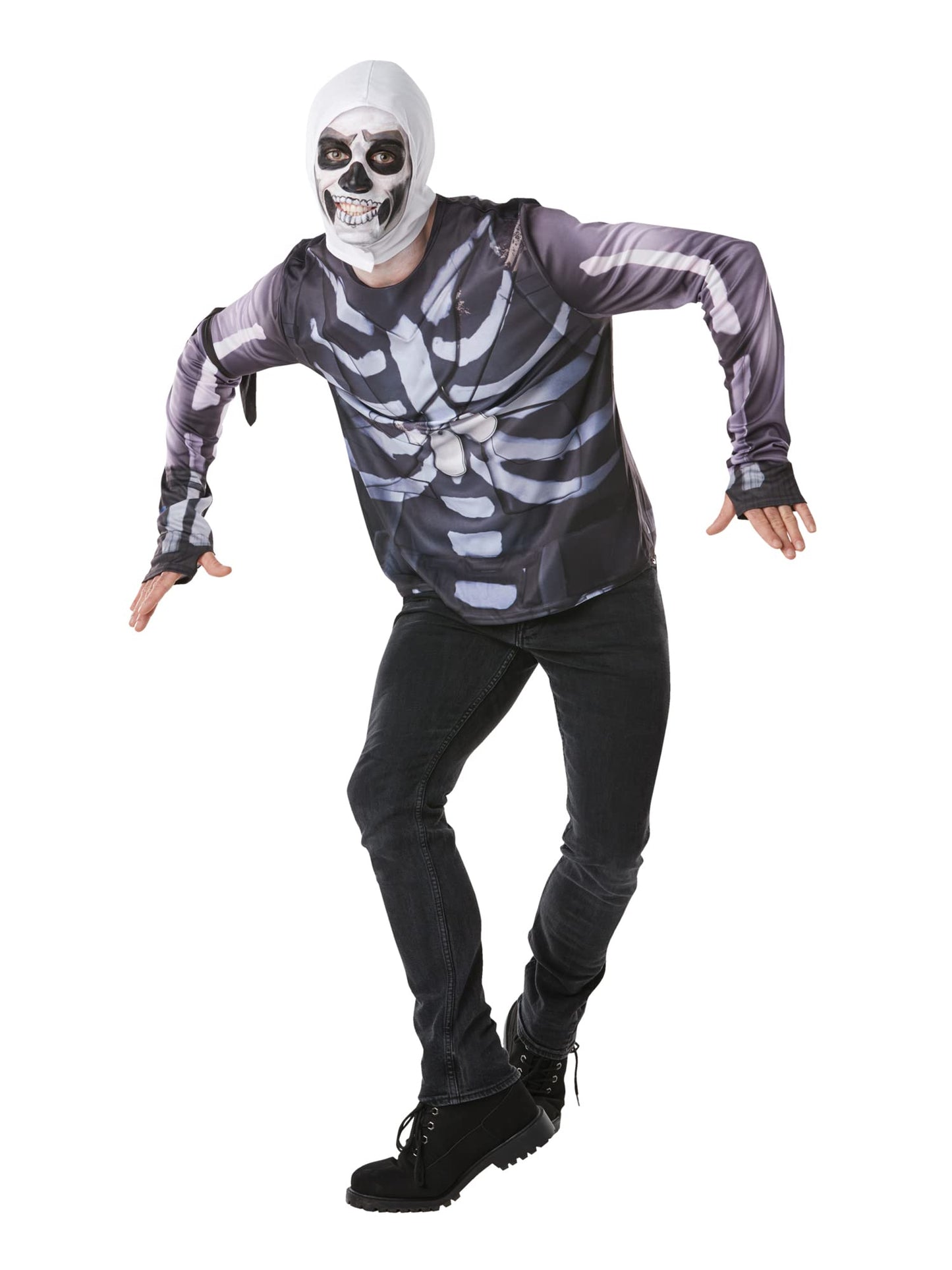 Rubies Fortnite Skull Trooper Teen Costume Top & Hood - 13-14 yrs Black