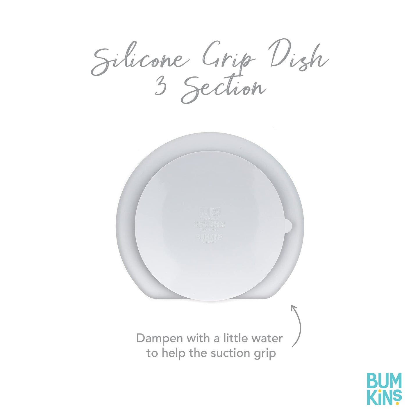 Bumkins Toddler and Baby Suction Plate, Silicone Divided Grip Dish and Lid, Babies and Kids, Baby Led Weaning, Children Feeding