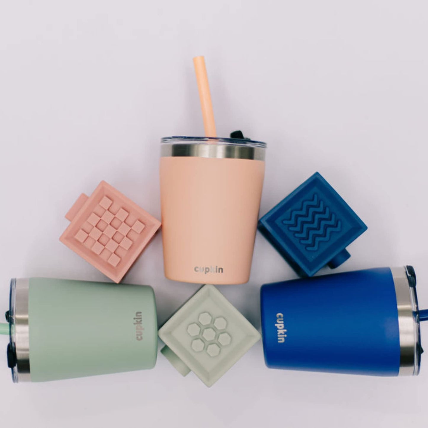 Cupkin Sippy Cup For 1 Year Old, The Original Stackable 8 Oz Stainless Steel Tumbler, Set Of 2 Powder Coated Insulated Straw Cup