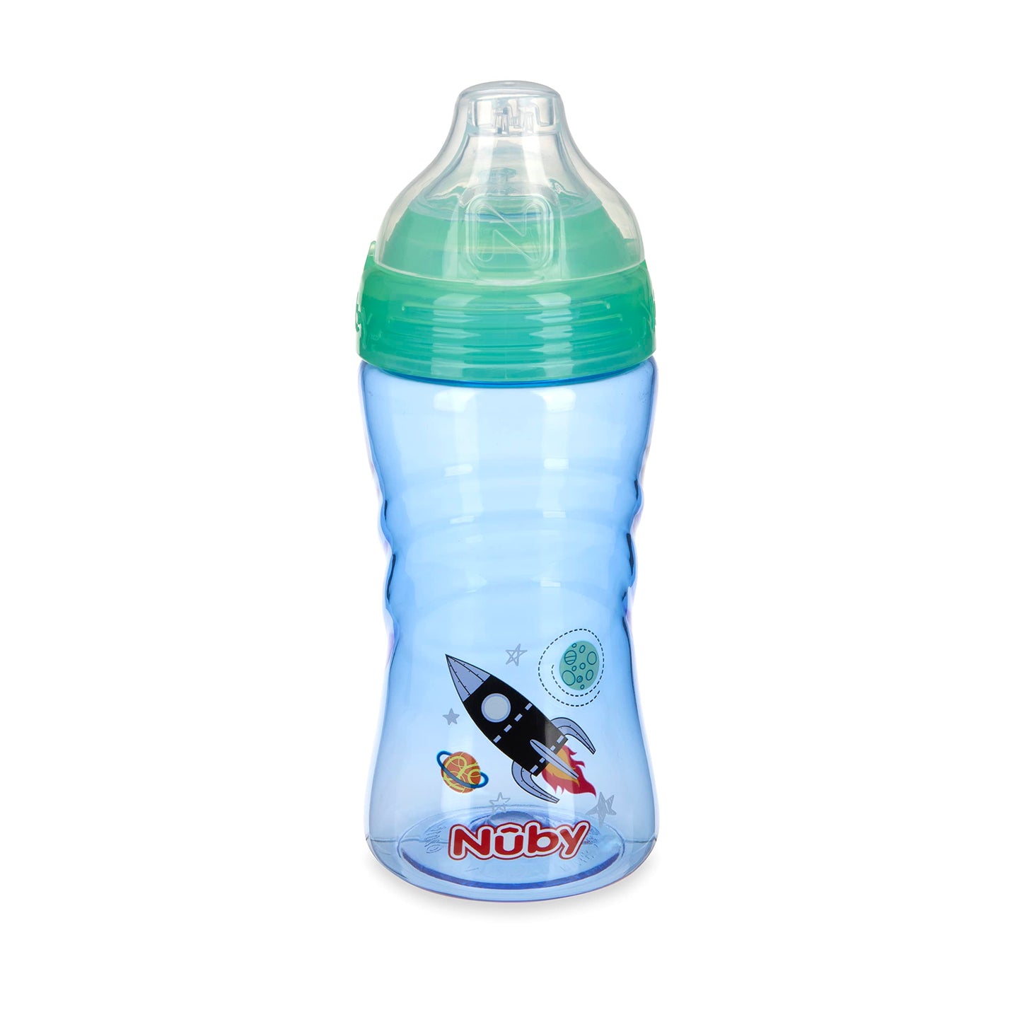 Nuby 2 Pack No Spill Printed Thirsty Kids No-Spill Sip-it Sport Cup with Soft Spout and Lid - 12oz, 12+ Months,2 Count(Pack of 1