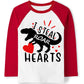 Little Boys Valentine Day Shirt Toddler Dinosaur Heart Outfits Raglan Long Sleeve Tee Tops For Kids 7 Years