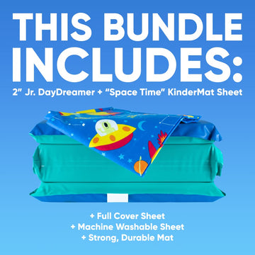Kindermat 2' Jr. Daydreamer And Full Nap Mat Washable Cover - New Space Time Design- Regular, 47' X 22', Great For Daycare &