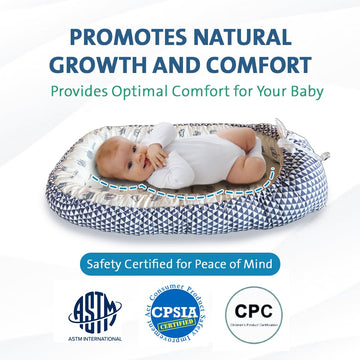Baby Lounger - Portable, Adjustable Baby Nest For 0-24 Months, Soft, Cozy & Breathable Infant Floor Seat, 100% Cotton Newborn Es