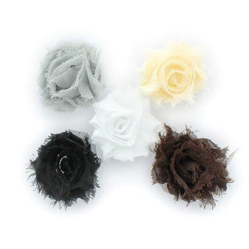 My Lello 1.75 Small Shabby Flower Baby Hair Clippie Variety 5-Pack - Gray/Ivory/White/Black/Brown