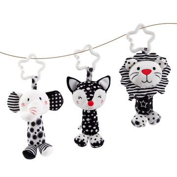 JINBOBUBU Black & White Baby Wind Chime Hanging Toys - High Contrast Rattles for Newborns 0-12 Months, Stroller & Car Seat Mobil