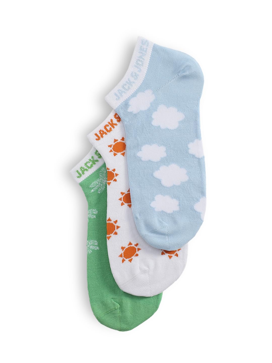Jack & Jones Men Self Design Cotton Blend Multicolor Ankle Length Socks(Pack Of 3)