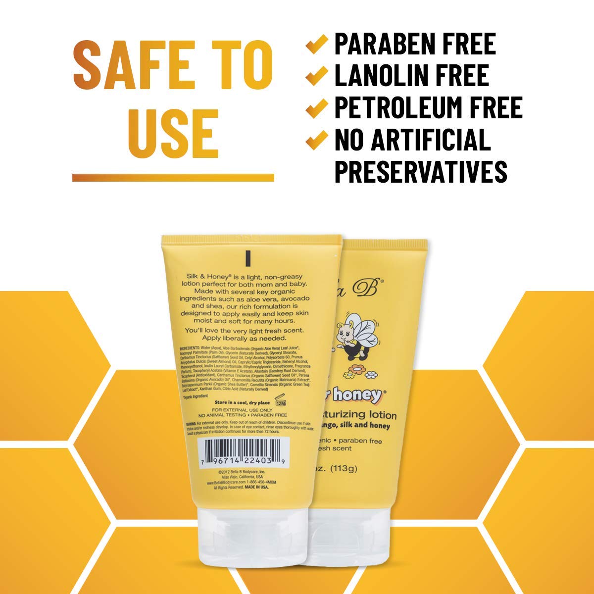 Bella B Silk & Honey 4 Oz - Baby Lotion - Baby Bella - Pregnancy Lotion - Belly Butter For Pregnancy - Pregnancy Cream - Baby Mo