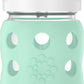 Lifefactory 8-Ounce Wide Neck Glass Baby Bottle With Protective Silicone Sleeve And Pivot Straw Cap, Mint (Lg2241Wmi4)