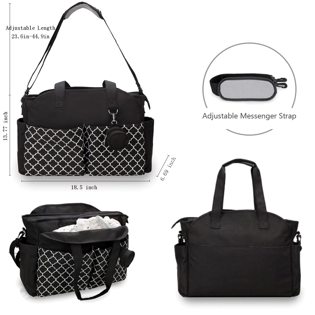 Lmbabter Diaper Bag Tote With Changing Station Upgrade Multi-Function Baby Bag With Adjustable Shoulder Strap Insulated Pockets