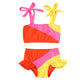 Younger Tree Toddler Girls Two Pieces Swimsuit Color Block Stripe Swimwear Summer Beach Bathing Suit (Orange 2-3T)