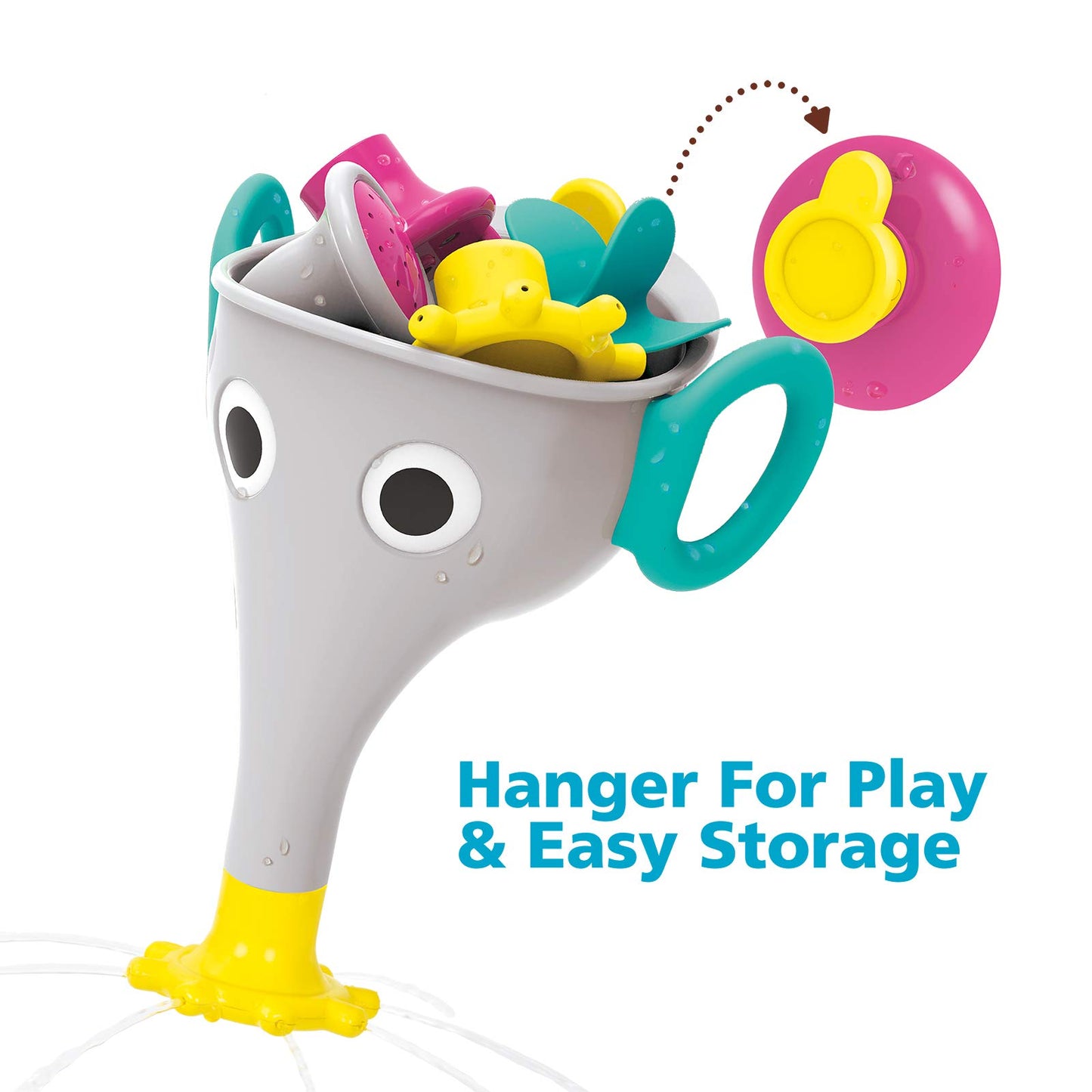 Yookidoo Elephant Trunk Funnel Baby Bath Toy - FunEleFun Fill N Sprinkle - Fun and Imaginative Play with 3 Interchangeable Trunk