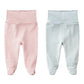 Teach Leanbh Infant Baby Boys Girls 2 Pack High Waist Footed Pants Casual Leggings 0-12 Months (6 Months, G)