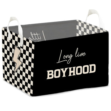 Funny Storage Basket with Handles, Storage Box for Nursery Toy and Costume- Little Man Cave- Waterproof Rectangular Fabric Box f