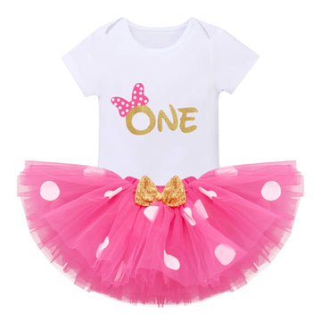 Newborn Baby Girls 1St Birthday Outfit Polka Dots One Romper Tutu Skirt Mouse Ears Headband Cake Smash Costume For Photo Shoot C