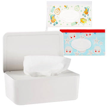 Whiidoom Diaper Wipes Dispenser Wipes Holder, Wipes Tissue Case Keeps Wipes Fresh Tissue Wipes Container With Lid (White)